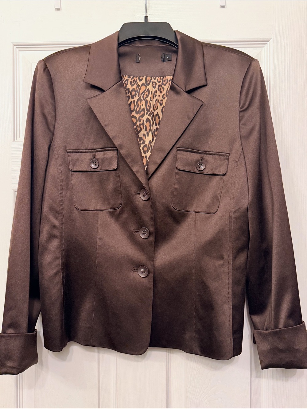 Tribal Brown Leopard-Lined Womens Blazer